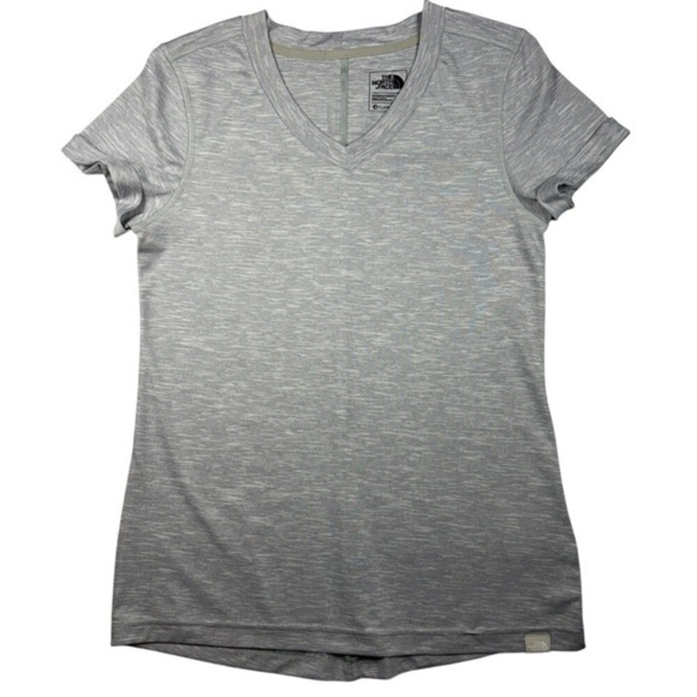 The North Face Womens FlashDry V Neck Short Sleeve Athletic T Shirt Gray S P
